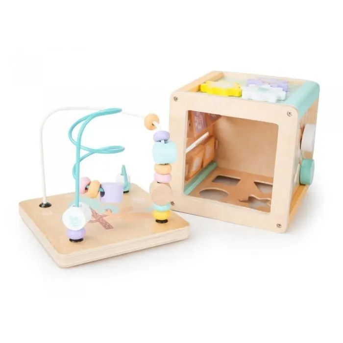 Centru activitati Ecotoys HM015472, lemn, labirint si sortator cuburi, multicolor KID970582 — imaginea 5
