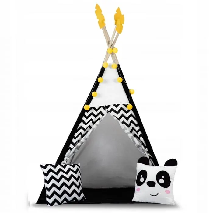 Cort joaca copii Nukido, ghirlanda lumini, perne, panda, multicolor KID609580 — imaginea 2