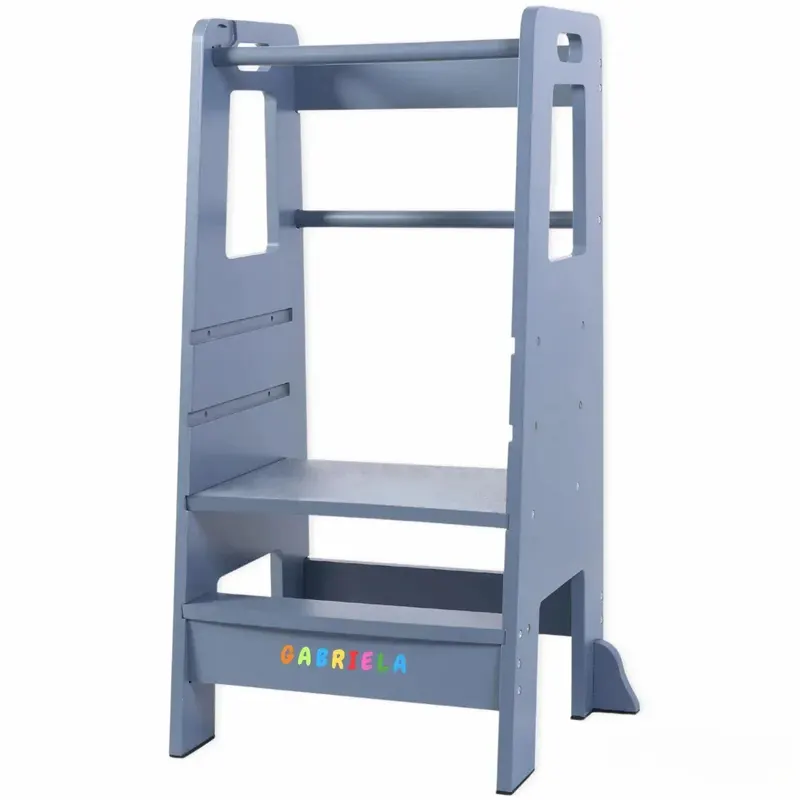 Turn de Invatare pentru Copii - Inaltator de tip Learning Tower cu Treapta de urcare antiderapanta si Balustrade de Protectie