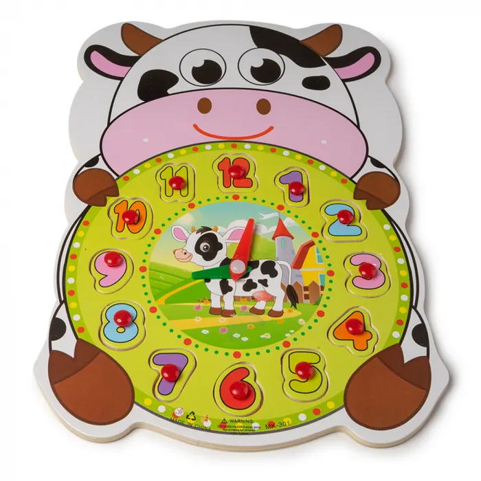 Ceas din Lemn Tip Puzzle - Vacuta