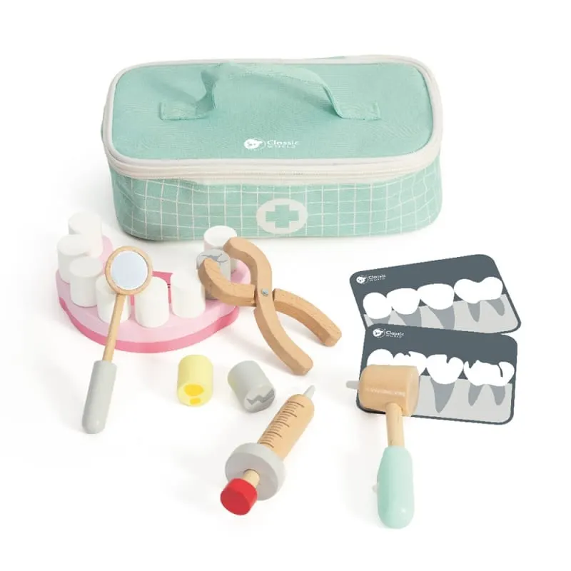 Set trusa dentist Classic World, din lemn cu geanta, multicolor, 18 piese KID055560 — imaginea 2