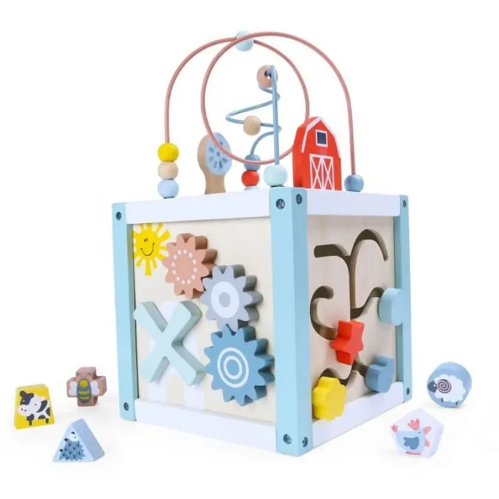 Centru activitati Ecotoys 1020, lemn, sortator cuburi, multicolor KID975167
