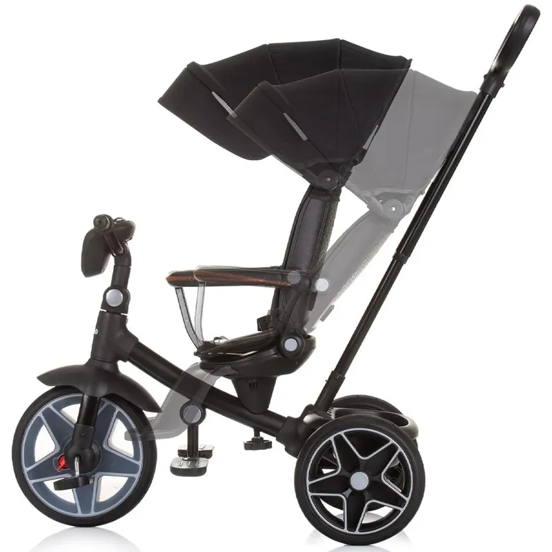 Tricicleta Chipolino Derby, scaun reversibil, pozitie somn, lumini, muzica, copertina, negru KID059330 — imaginea 3