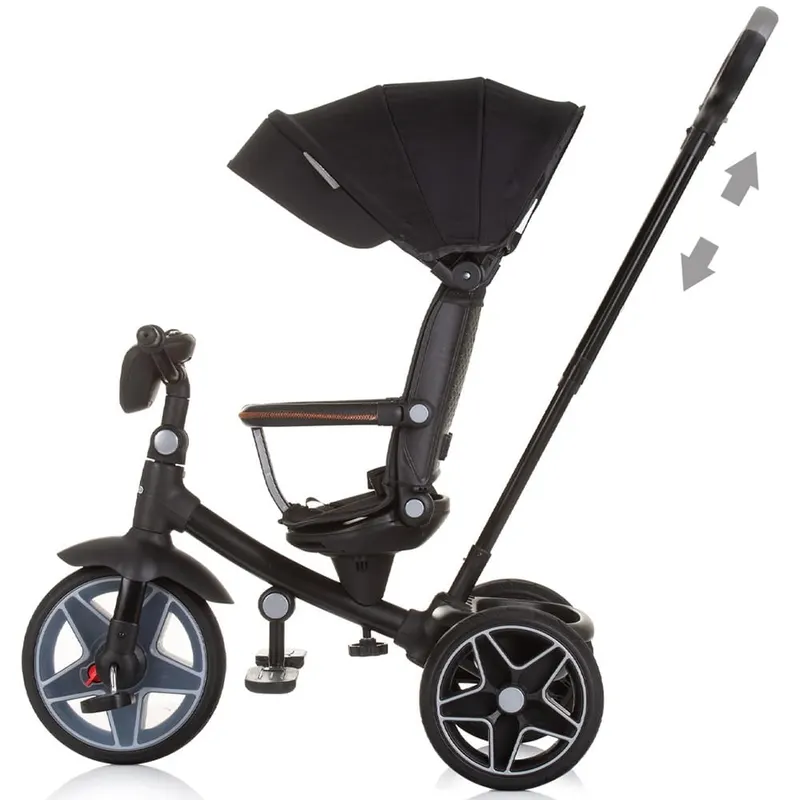 Tricicleta Chipolino Derby, scaun reversibil, pozitie somn, lumini, muzica, copertina, negru KID059330 — imaginea 4
