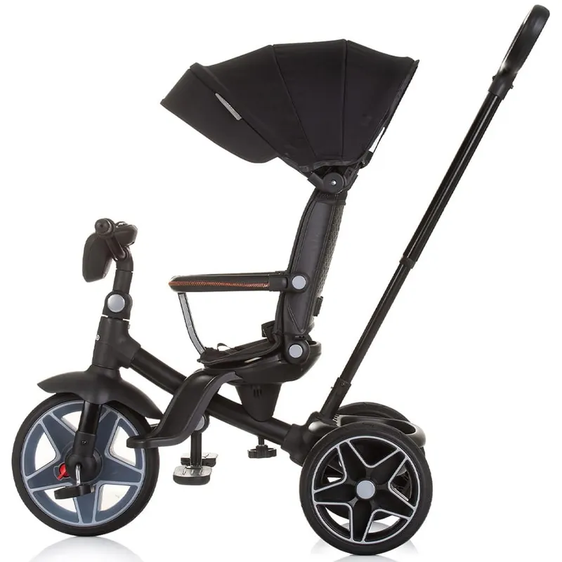Tricicleta Chipolino Derby, scaun reversibil, pozitie somn, lumini, muzica, copertina, negru KID059330 — imaginea 5