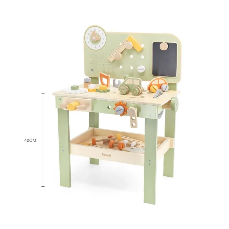 Banc de lucru copii PolarB Viga, lemn, unelte si accesorii, verde KID440656 — imaginea 3