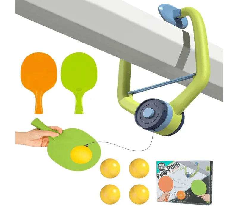 Set de Joaca Ping Pong cu Prindere pe Tocul Usii cu Palete,Bile si Sistem Automat de Retur al Mingii