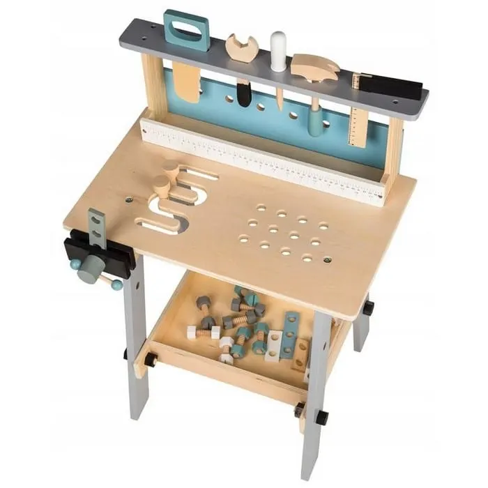 Banc de lucru copii Ecotoys, din lemn cu unelte, 32 de piese KID063094 — imaginea 2