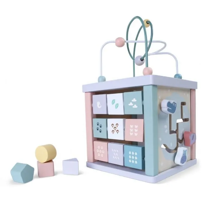 Centru activitati Ecotoys 1021, lemn, sortator cuburi, multicolor KID975242