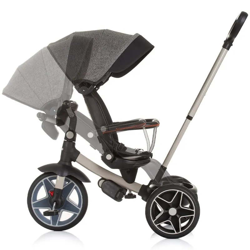 Tricicleta Chipolino Derby, scaun reversibil, pozitie somn, lumini, muzica, copertina, gri KID059347 — imaginea 3