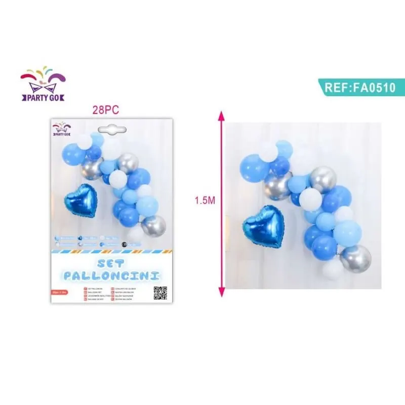 Ghirlanda din baloane PartyGo, albastru, set 33 buc