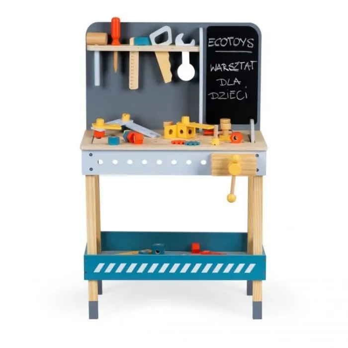 Banc de lucru copii Ecotoys, din lemn cu unelte, multicolor KID974429 — imaginea 2