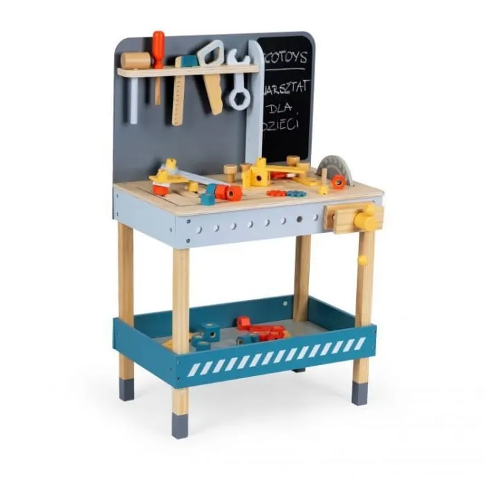 Banc de lucru copii Ecotoys, din lemn cu unelte, multicolor KID974429 — imaginea 4