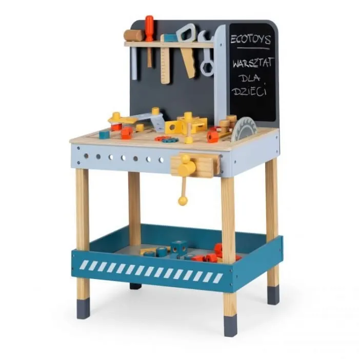 Banc de lucru copii Ecotoys, din lemn cu unelte, multicolor KID974429 — imaginea 5