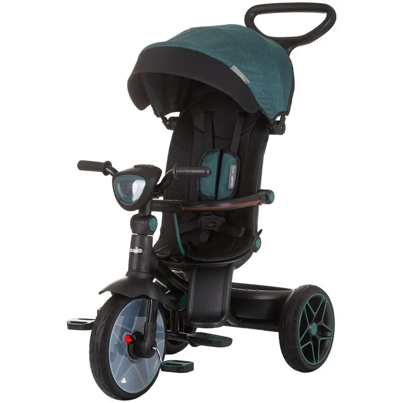 Tricicleta Chipolino Derby, scaun reversibil, pozitie somn, lumini, muzica, copertina, verde KID059354