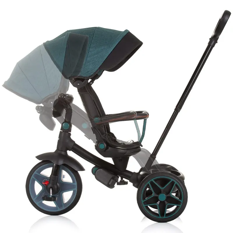 Tricicleta Chipolino Derby, scaun reversibil, pozitie somn, lumini, muzica, copertina, verde KID059354 — imaginea 3