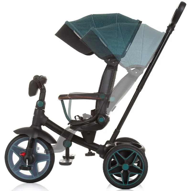 Tricicleta Chipolino Derby, scaun reversibil, pozitie somn, lumini, muzica, copertina, verde KID059354 — imaginea 4