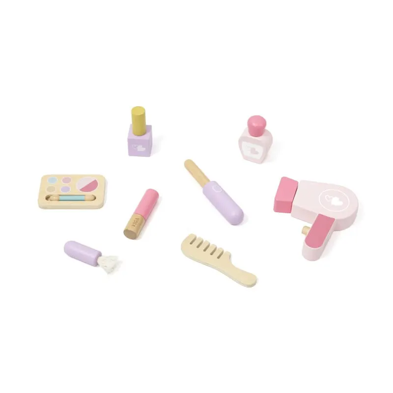 Masuta de toaleta Viga, lemn, 8 accesorii, roz KID447822 — imaginea 5