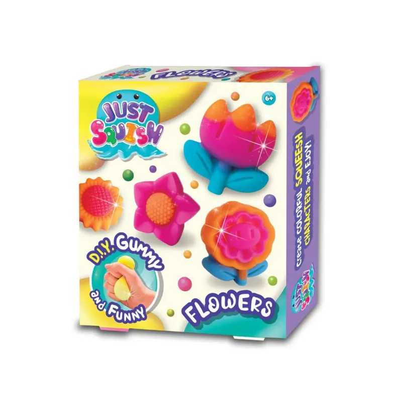 Kit creativ DIY Creeaza propriul Squish cu accesorii incluse, model flori, +6 ani