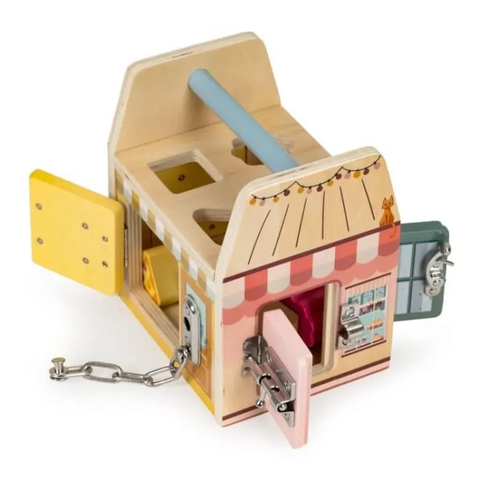 Centru activitati Ecotoys, lemn, sortator cuburi, multicolor KID000210 — imaginea 3