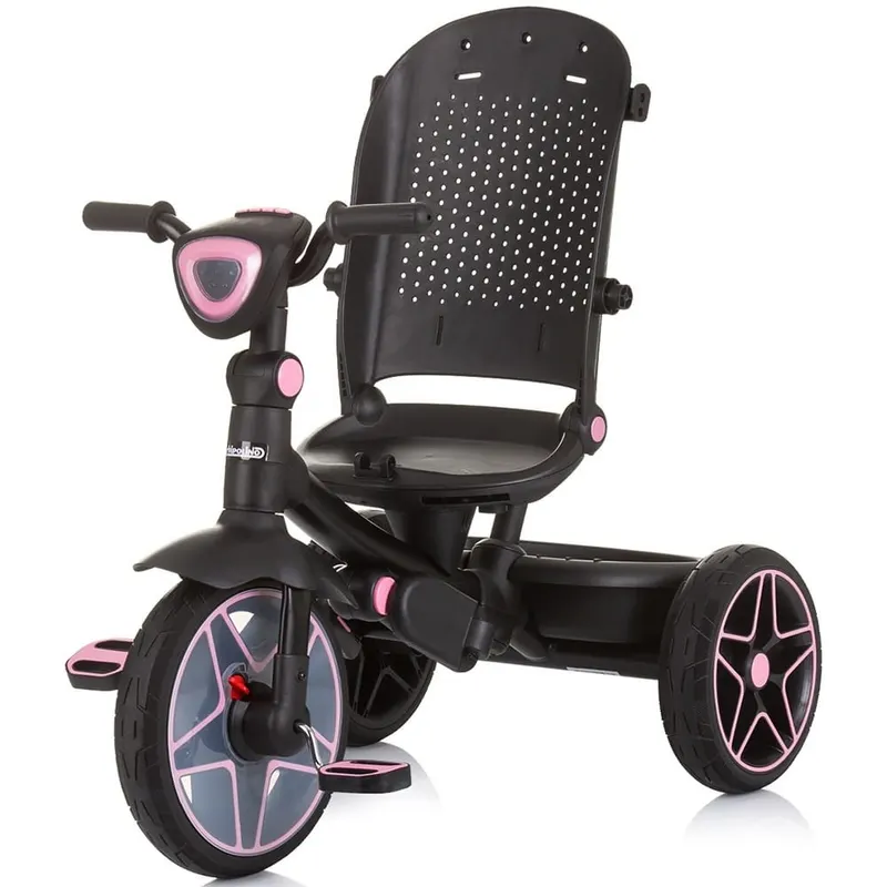Tricicleta Chipolino Derby, scaun reversibil, pozitie somn, lumini, muzica, copertina, roz KID059361 — imaginea 2