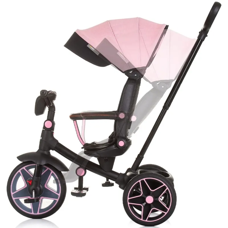 Tricicleta Chipolino Derby, scaun reversibil, pozitie somn, lumini, muzica, copertina, roz KID059361 — imaginea 4