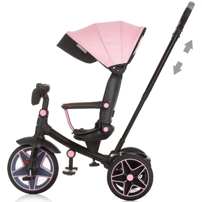 Tricicleta Chipolino Derby, scaun reversibil, pozitie somn, lumini, muzica, copertina, roz KID059361 — imaginea 5