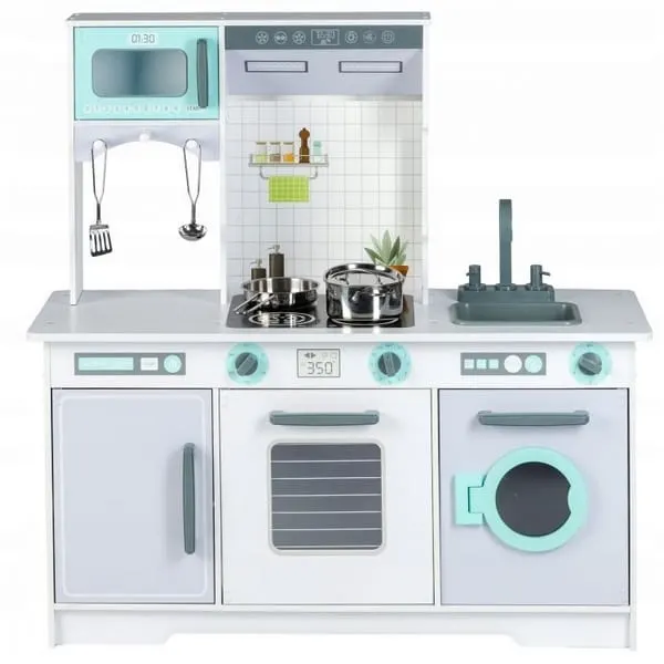 Bucatarie copii Ecotoys, din lemn dotata cu set accesorii KID000128