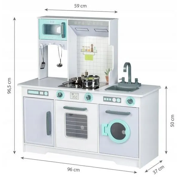 Bucatarie copii Ecotoys, din lemn dotata cu set accesorii KID000128 — imaginea 4