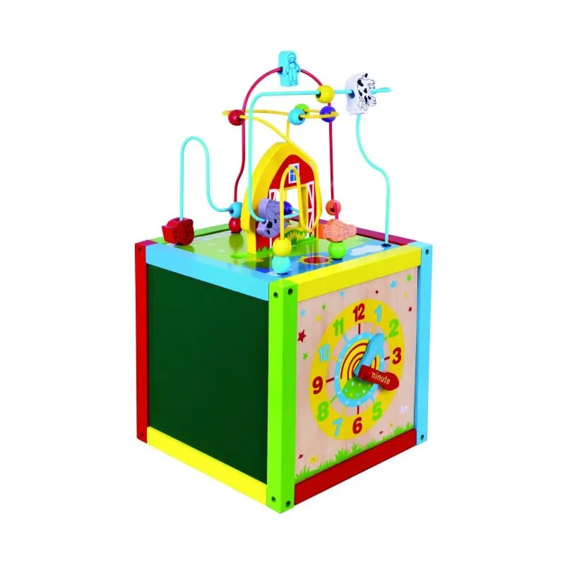 Centru activitati PolarB Viga, lemn, tabla desen, ceas, sortator forme, 5 in 1, multicolor KID585068 — imaginea 3