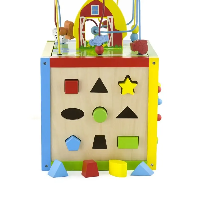 Centru activitati PolarB Viga, lemn, tabla desen, ceas, sortator forme, 5 in 1, multicolor KID585068 — imaginea 5