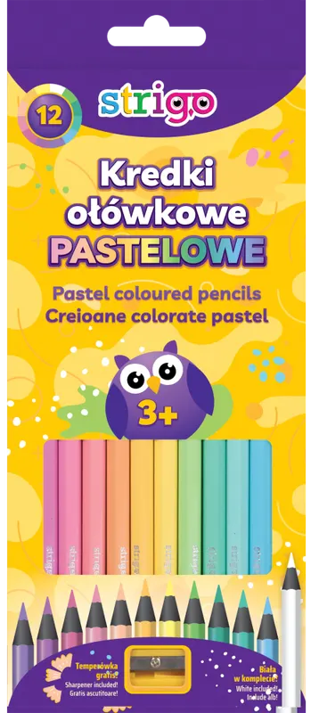 Creioane colorate Strigo Pastel, set 12 culori