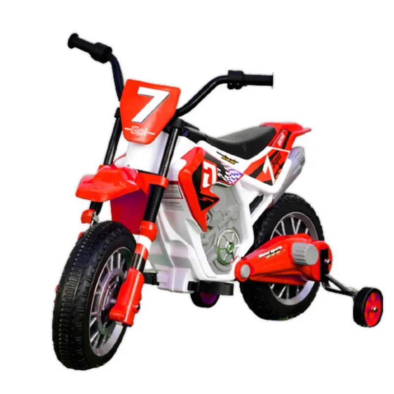 Motocicleta electrica pentru copii 3-7 ani, BJH022, 12V, echipata premium, rosie