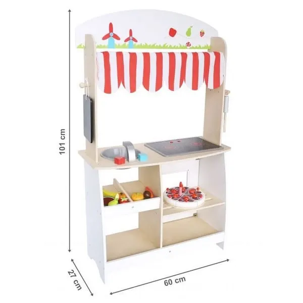Bucatarie Copii Ecotoys, din lemn completa set accesorii KID065999 — imaginea 2