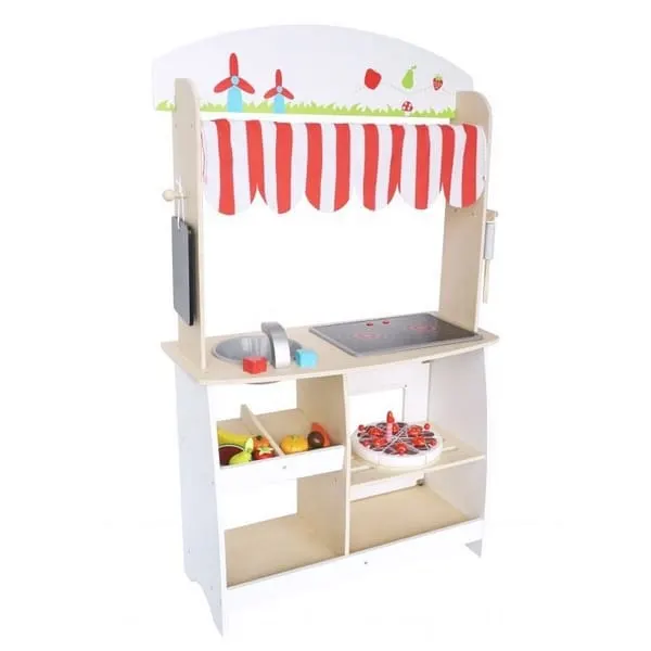 Bucatarie Copii Ecotoys, din lemn completa set accesorii KID065999 — imaginea 5