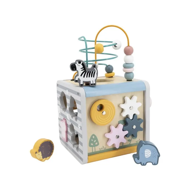 Centru activitati PolarB Viga, lemn, sortator cuburi, 5 in 1, multicolor KID440304