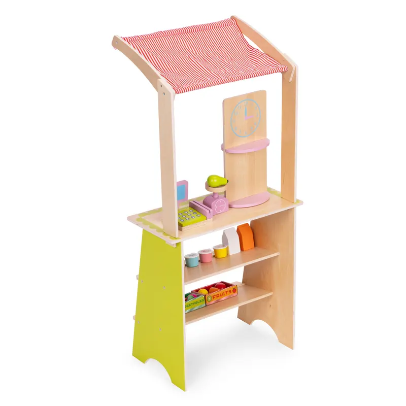 Magazin copii Ecotoys, lemn, casa de marcat, cantar, 20 accesorii, multicolor KID007240 — imaginea 5