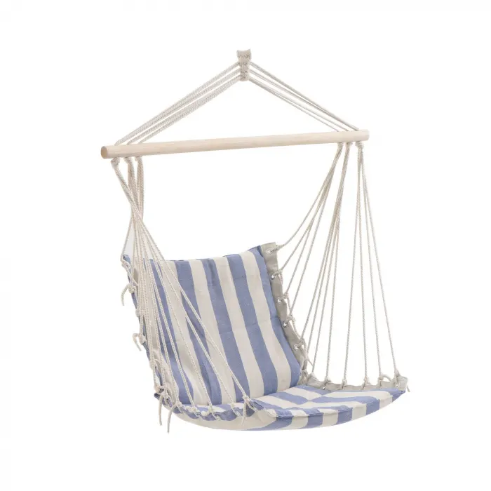 Hamac tip scaun pentru o persoana, Alb-albastru , 120 Kg