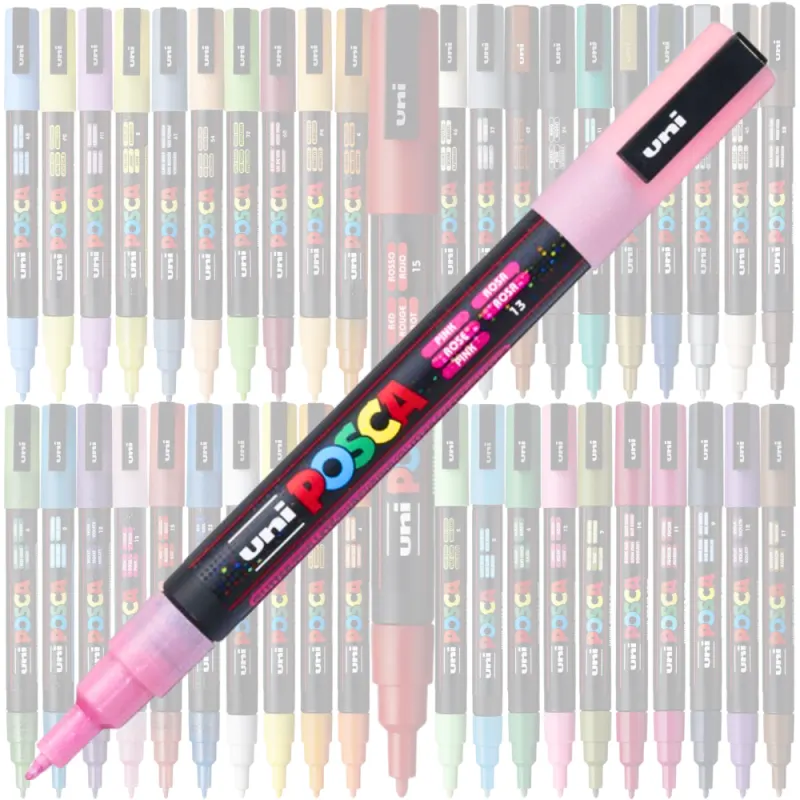 Marker PC-3M Posca cu vopsea pe baza de apa,varf fin, 0.9-1.3 mm,roz cu sclipici