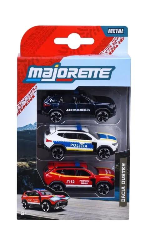 MAJORETTE SET 3 MASINUTE METALICE DACIA DUSTER 7.5CM
