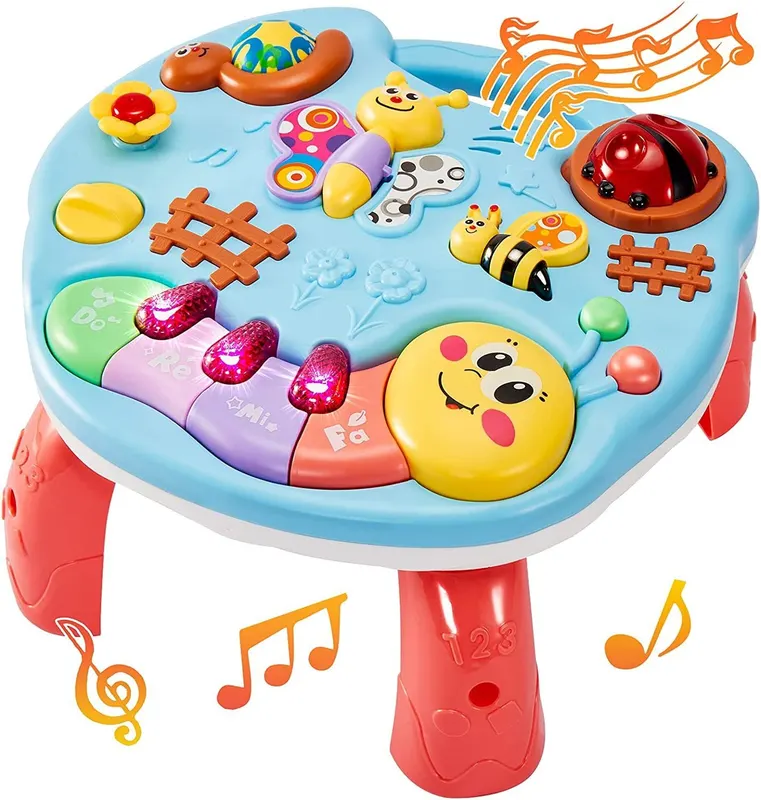 Jucarie Interactiva Bebelusi 3 in 1, Lumini si Sunete, Educativa, Multiple Activitati, Cu Picioare si Sistem de Agatare, 26.5x27.5x17 Cm, + 1 An
