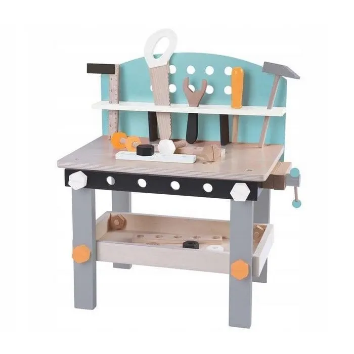 Banc de lucru Ecotoys, din lemn 32 piese KID000258