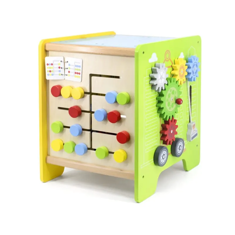Centru activitati PolarB Viga, lemn, roti dintate, sortator animale, 5 in 1, multicolor KID445484 — imaginea 2