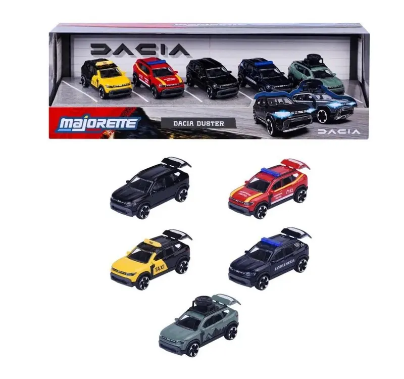 MAJORETTE SET 5 MASINUTE METALICE DACIA DUSTER SCARA 1 LA 64