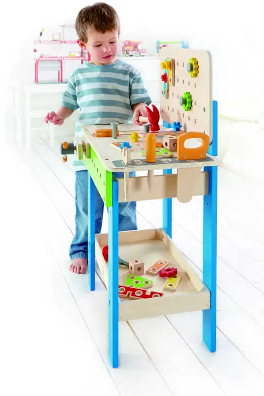 Banc de lucru Hape, din lemn cu accesorii, multicolor KID004221 — imaginea 2
