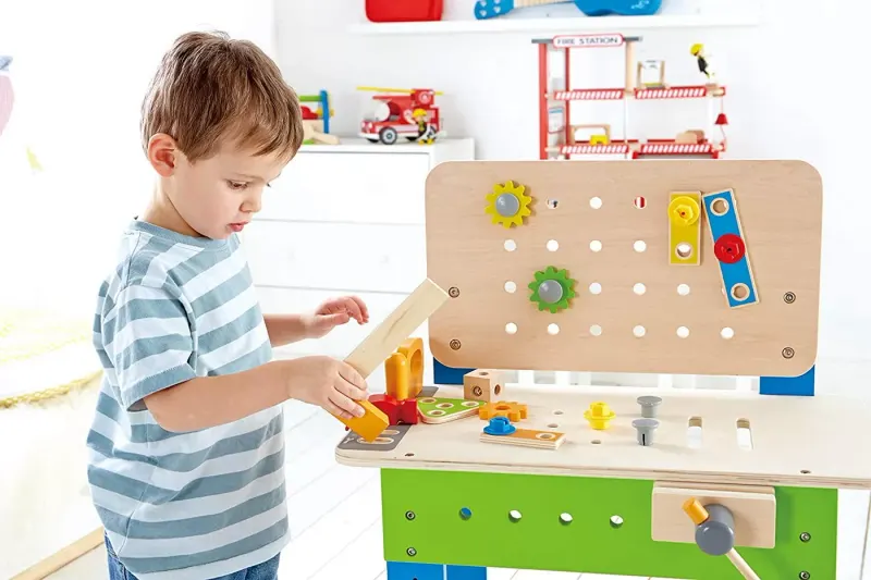 Banc de lucru Hape, din lemn cu accesorii, multicolor KID004221 — imaginea 4