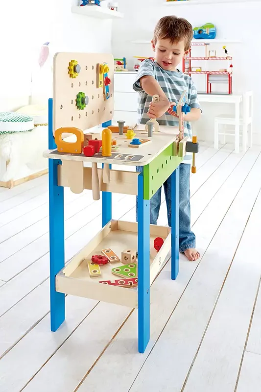 Banc de lucru Hape, din lemn cu accesorii, multicolor KID004221 — imaginea 5