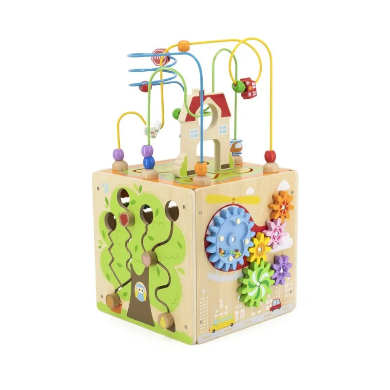 Centru activitati PolarB Viga, lemn, labirint, sortator forme, 5 in 1, multicolor KID445910
