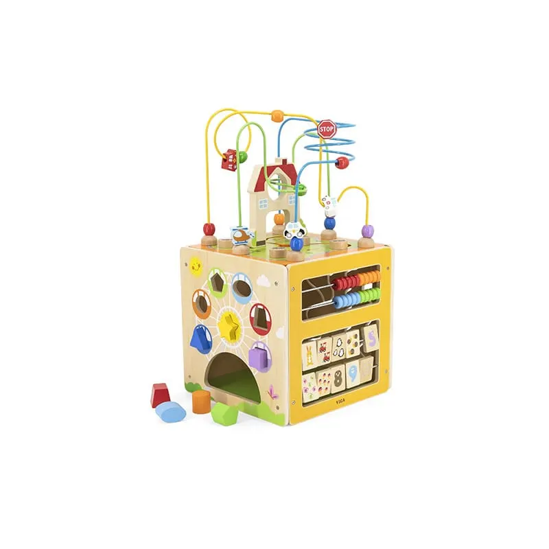 Centru activitati PolarB Viga, lemn, labirint, sortator forme, 5 in 1, multicolor KID445910 — imaginea 2