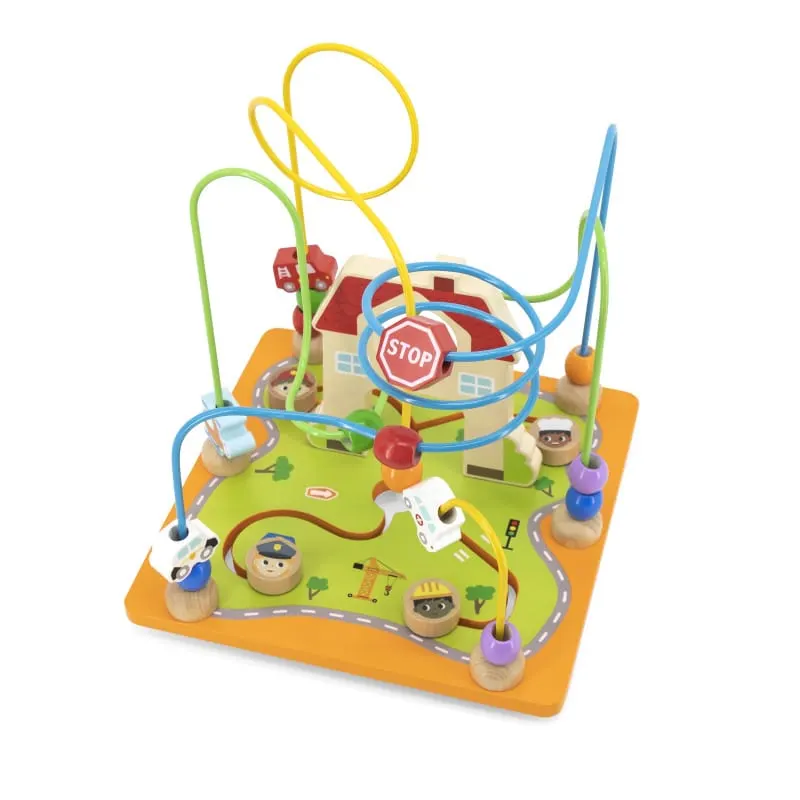 Centru activitati PolarB Viga, lemn, labirint, sortator forme, 5 in 1, multicolor KID445910 — imaginea 3